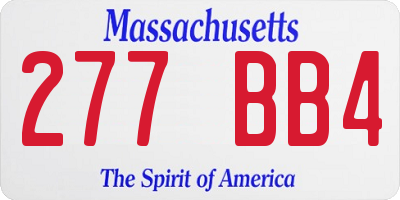 MA license plate 277BB4