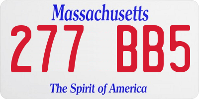 MA license plate 277BB5