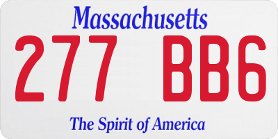 MA license plate 277BB6