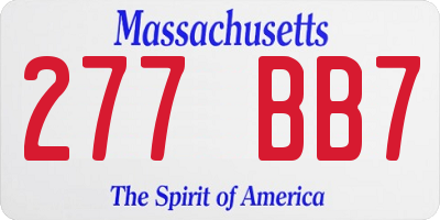 MA license plate 277BB7