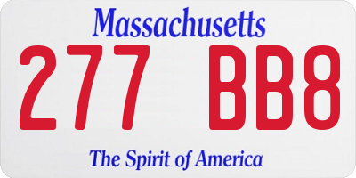 MA license plate 277BB8