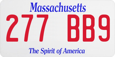 MA license plate 277BB9