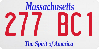 MA license plate 277BC1