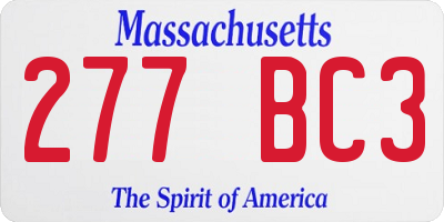 MA license plate 277BC3