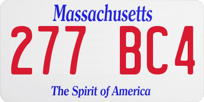 MA license plate 277BC4