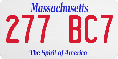 MA license plate 277BC7