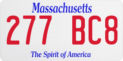 MA license plate 277BC8