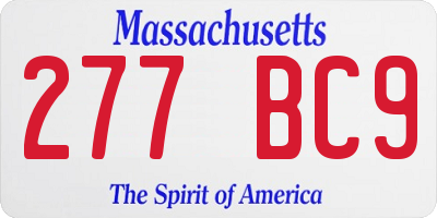 MA license plate 277BC9