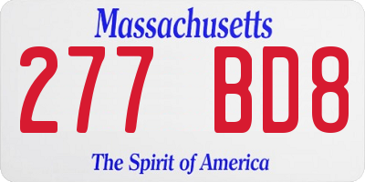 MA license plate 277BD8