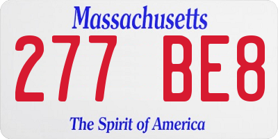 MA license plate 277BE8