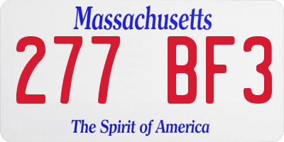 MA license plate 277BF3