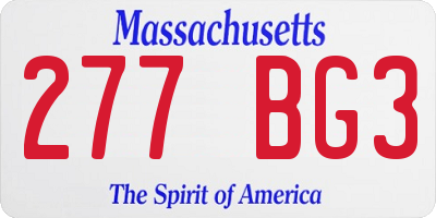 MA license plate 277BG3