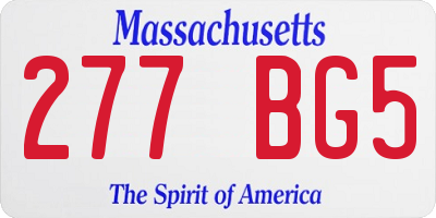 MA license plate 277BG5