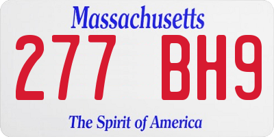 MA license plate 277BH9