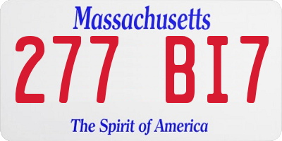MA license plate 277BI7