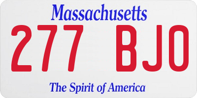 MA license plate 277BJ0
