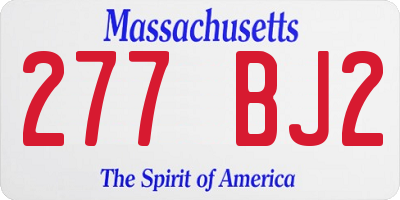 MA license plate 277BJ2