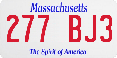 MA license plate 277BJ3