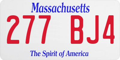 MA license plate 277BJ4
