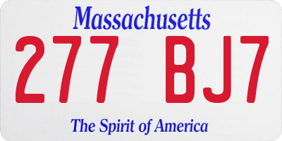 MA license plate 277BJ7