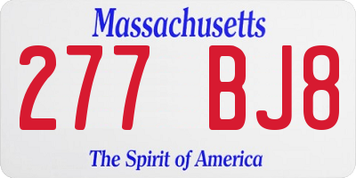 MA license plate 277BJ8