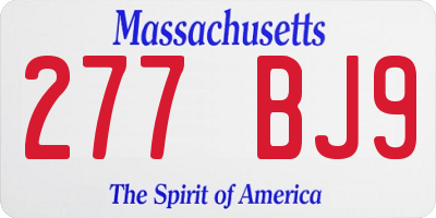 MA license plate 277BJ9
