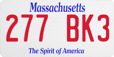 MA license plate 277BK3