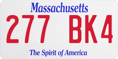 MA license plate 277BK4