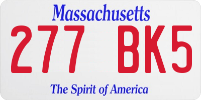 MA license plate 277BK5