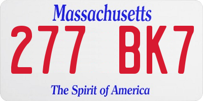 MA license plate 277BK7