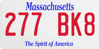 MA license plate 277BK8