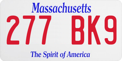 MA license plate 277BK9