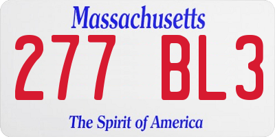 MA license plate 277BL3