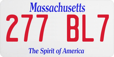 MA license plate 277BL7