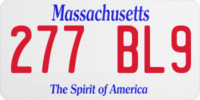 MA license plate 277BL9