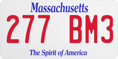 MA license plate 277BM3