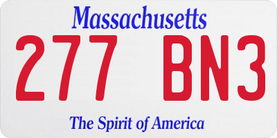 MA license plate 277BN3