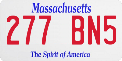 MA license plate 277BN5