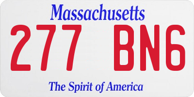 MA license plate 277BN6