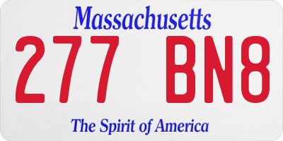 MA license plate 277BN8