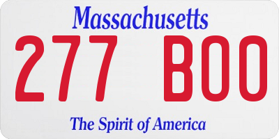 MA license plate 277BO0