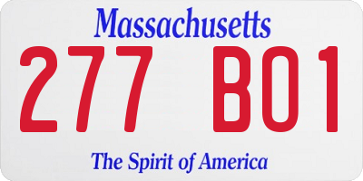 MA license plate 277BO1