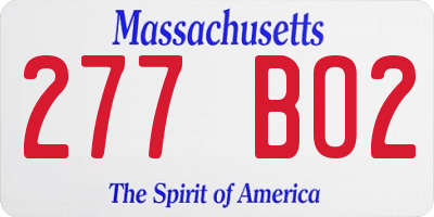 MA license plate 277BO2