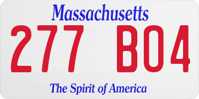 MA license plate 277BO4
