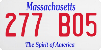 MA license plate 277BO5