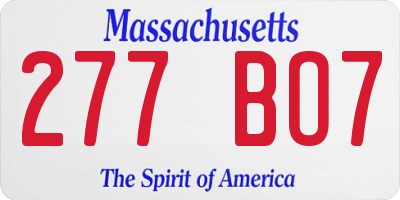 MA license plate 277BO7