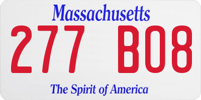 MA license plate 277BO8
