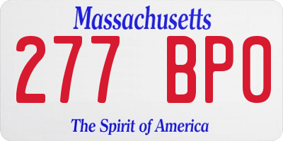 MA license plate 277BP0