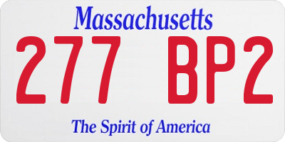MA license plate 277BP2