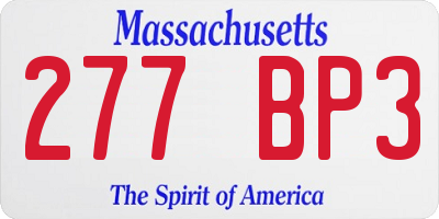MA license plate 277BP3